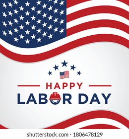 Happy Labor Day Vector greeting card or invitation card. Illustration of an American national holiday with a US flag.