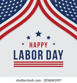 Happy Labor Day Vector greeting card or invitation card. Illustration of an American national holiday with a US flag.