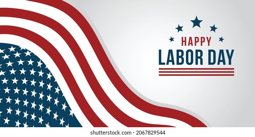 Happy Labor Day Vector greeting card or invitation card. Illustration of an American national holiday with a US flag.