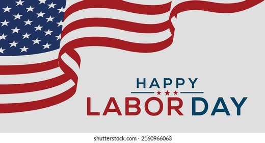 Happy Labor Day Vector greeting card or invitation card. Illustration of an American national holiday with a US flag.