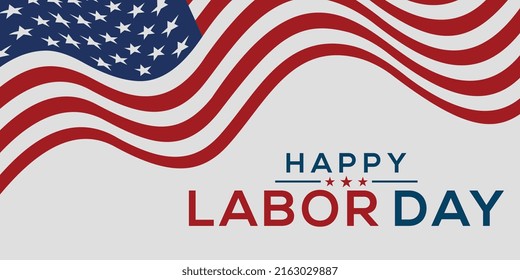 Happy Labor Day Vector greeting card or invitation card. Illustration of an American national holiday with a US flag.
