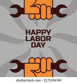 Tarjeta de felicitación o tarjeta de invitación del Vector del Día del Trabajo Feliz. Ilustración de una festividad nacional estadounidense 