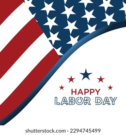 Happy Labor Day Vector greeting card or invitation card. Illustration of American national holiday with US flag.