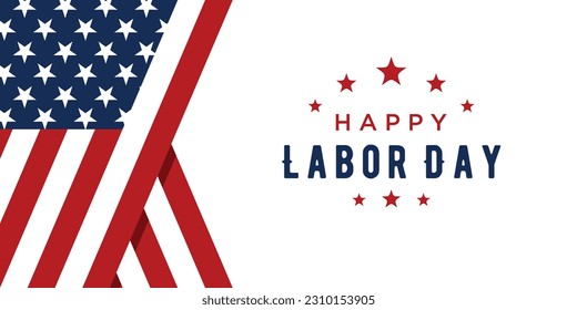 Happy Labor Day Vector greeting card or invitation card. Illustration of an American national holiday with a US flag.