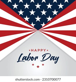 Glückliche Labour Day Vektor Grußkarte oder Einladungskarte. Illustration eines amerikanischen Nationalfeiertags mit US-Flagge.