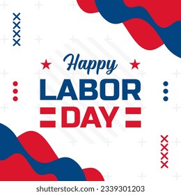 Tarjeta de felicitación o tarjeta de invitación del Vector del Día del Trabajo Feliz. Ilustración de una festividad nacional estadounidense
