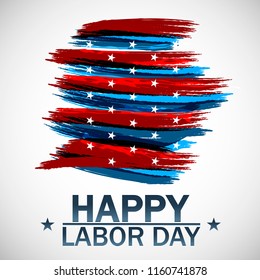 Happy Labor day vector illustration. Beautiful USA flag on white background.