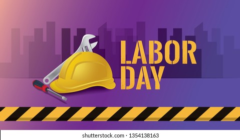 Happy Labor Day vector illustration banner template, 1st May federal holiday for workers