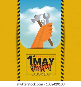 Happy Labor Day vector illustration banner template, 1st May federal holiday for workers