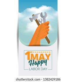 Happy Labor Day vector illustration banner template, 1st May federal holiday for workers
