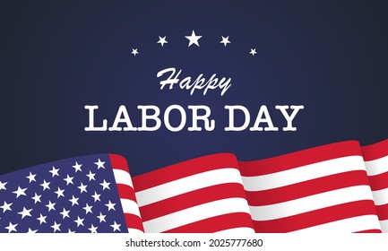 Happy Labor day vector illustration, Beautiful USA flag on blue background.