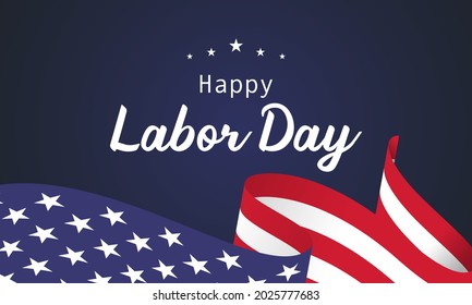 Happy Labor day vector illustration, Beautiful USA flag on blue background.