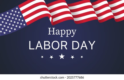 Happy Labor day vector illustration, Beautiful USA flag on dark blue background.
