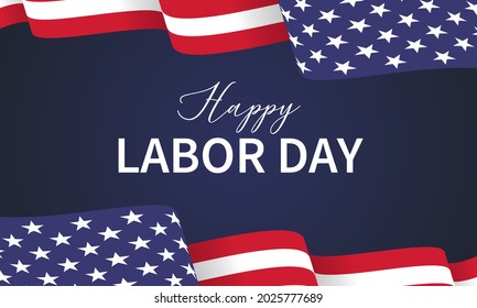 Happy Labor day vector illustration, Beautiful USA flag on dark blue background.