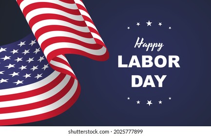 Happy Labor day vector illustration, Beautiful USA flag on blue background.