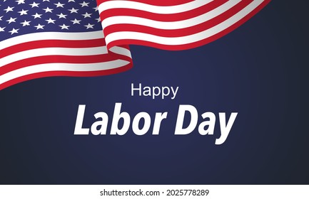 Happy Labor day vector illustration, Beautiful USA flag on blue background.