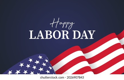 Happy Labor day vector illustration, Beautiful USA flag on dark blue background.