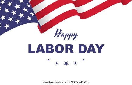 Happy Labor day vector illustration, Beautiful USA flag on dark blue background.