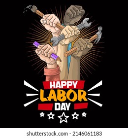 Happy Labor Day vector illustration format that are perfect for t-shirt, coffee mug, poster, cards, pillow cover, and sticker design.