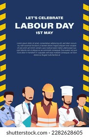 Happy Labor Day Vector Illustration with Labor Character and US Flag. Suitable for Template Poster, Banner, Flyer, Greeting Card etc