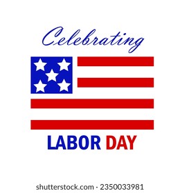 Happy Labor day vector illustration, Beautiful USA flag on dark blue background.