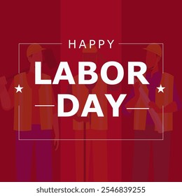 Happy labor day vector illustration. Labor day background. Labor day poster with workers