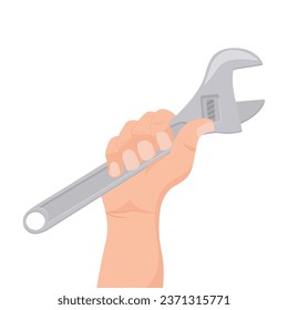 Happy Labor Day. Vector illustration.Builders work on construction. Master's hand with a tool. Vector illustration