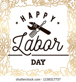 Happy labor day. Vector logo. Typography for greeting cards, posters, banners.