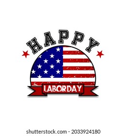 happy labor day vector, national holiday illustration with USA flag. festive poster with capital letters.
