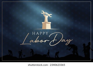 happy labor day vector on dark blue background