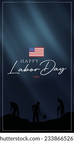 happy labor day vector with usa flag and on dark background