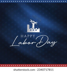 happy labor day vector with usa flag and on dark blue background