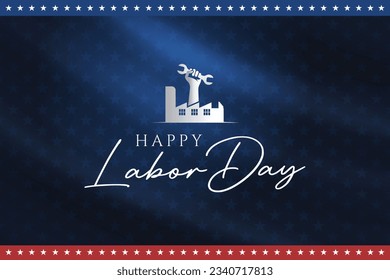 happy labor day vector with usa flag and on dark blue background