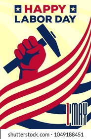 Happy Labor Day vintage banner or poster. Vector illustration