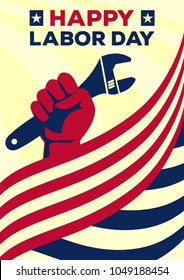 Happy Labor Day vintage banner or poster. Vector illustration