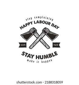 Happy labor day vintage vector logo design
