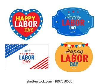 happy labor day  web icons or banners, set, vector, eps 10