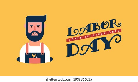Vector de ilustración de fondo del trabajador del día laboral feliz. 1 de mayo vector de fondo del día laboral.