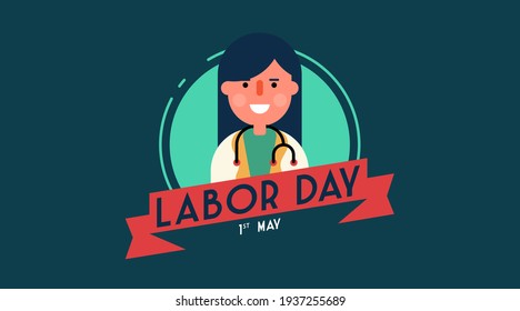 Happy labor day worker badge collection vector. 1st of may labour day background vector.