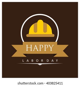 Happy labor day worker hat vintage label design