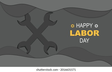 Happy Labor Day Wrench Paper Vector