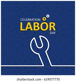 Happy Labor Day with Wrench Symbol