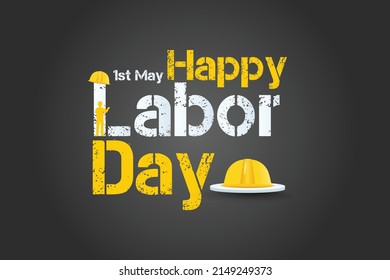 Happy labor day with a yellow helmet social media poster background design