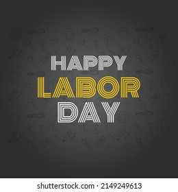 Happy labor day with a yellow helmet social media poster background design