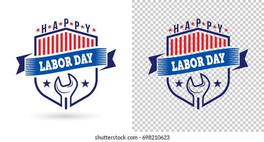 Happy Labor Day.America labor day Labels or Badges Template With Transparency Grid Background.Vector illustration