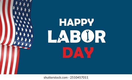 happy labor day.Labor Day Sale Banner. USA Happy Labor Day celebration background or banner design template with American flag 3d