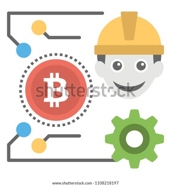 Happy Labor Performing Bitcoin Mining Process Stock Vector Royalty - 
