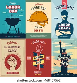 Happy Labor USA day. Creative and vintage posters for advertisement 