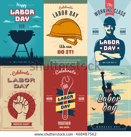 Happy Labor USA day. Creative and vintage posters for advertisement 