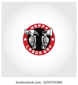 happy laborday logo vintage design